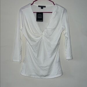 Boston Proper White Twist Front Blouse Size Medium
